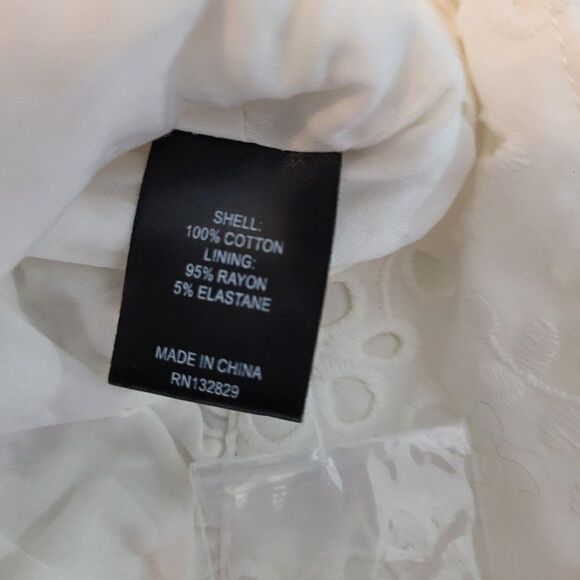 Majorelle Eyelet Krina Crop Top XS White Button Up Puff Sleeve Rockabilly Boho - Picture 13 of 15